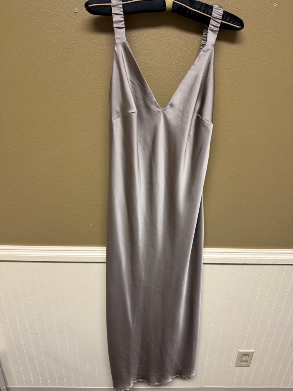 a new day Silver Satin V-Neck Maxi Slip Dress